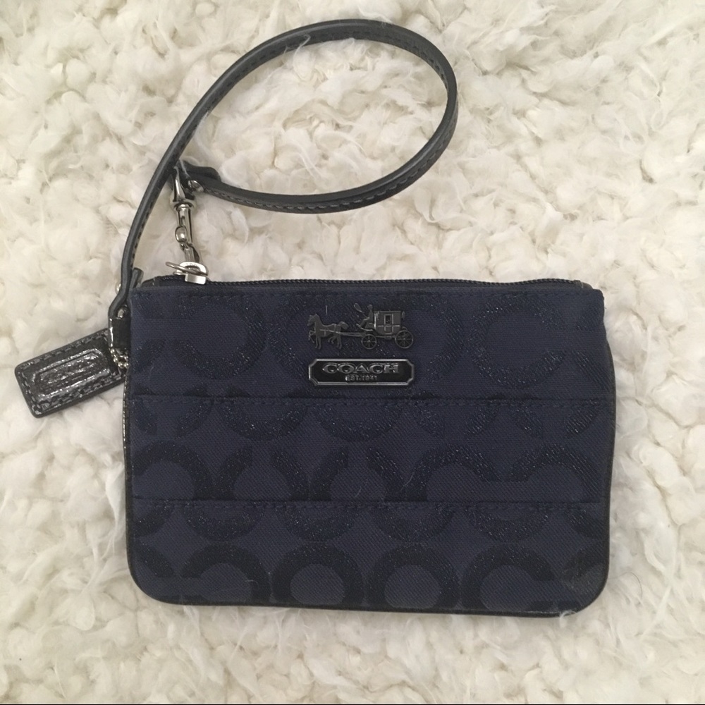 Navy Coach Wristlet